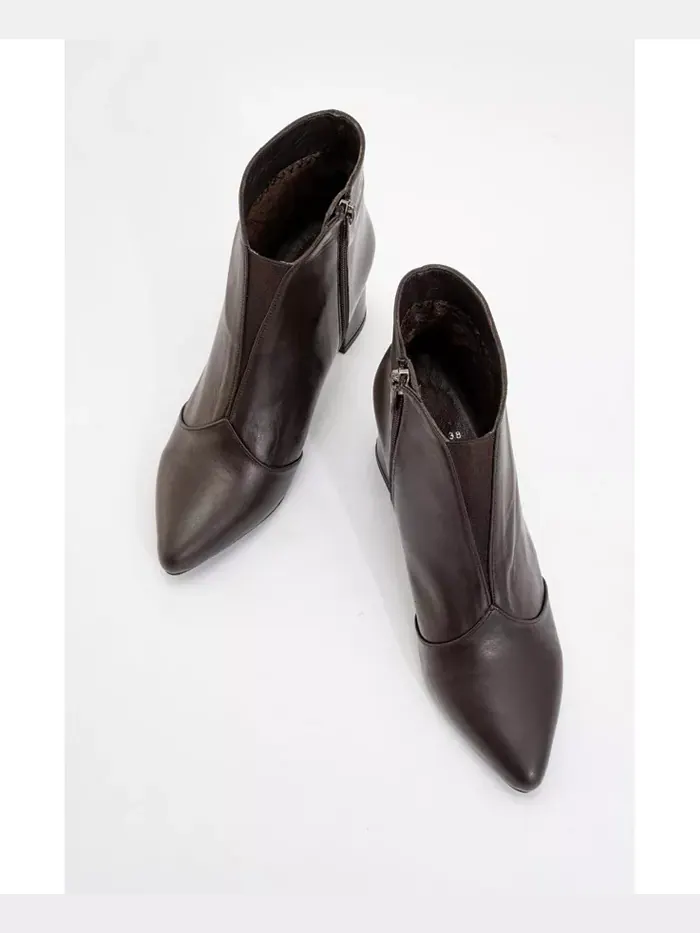 Finda Кожаные Ботинки на Блочном Каблуке (Женские) Forever & Always Shoes — изображение 2 из 3, коричневый