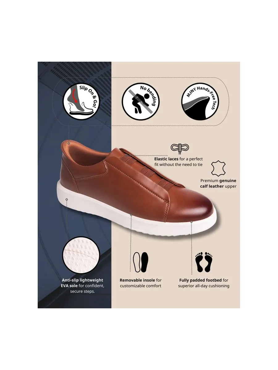 Мужские легкие кроссовки Allen St Hands-Free Slip On Technology Marc Joseph New York — изображение 2 из 6, коньячный