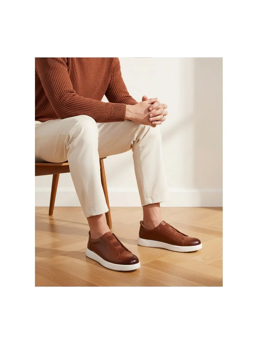 Мужские легкие кроссовки Allen St Hands-Free Slip On Technology Marc Joseph New York — изображение 3 из 6, коньячный