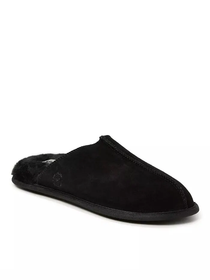 Мужские домашние тапочки Bradford Genuine Suede Scuff Dearfoams — изображение 1 из 8, черный
