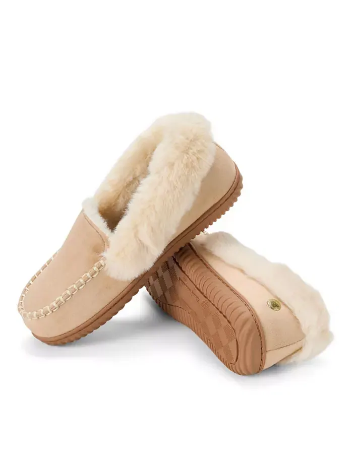 Женские мокасины-тапочки Ryland Cabin Dearfoams — изображение 3 из 5, бежевый/бежевый