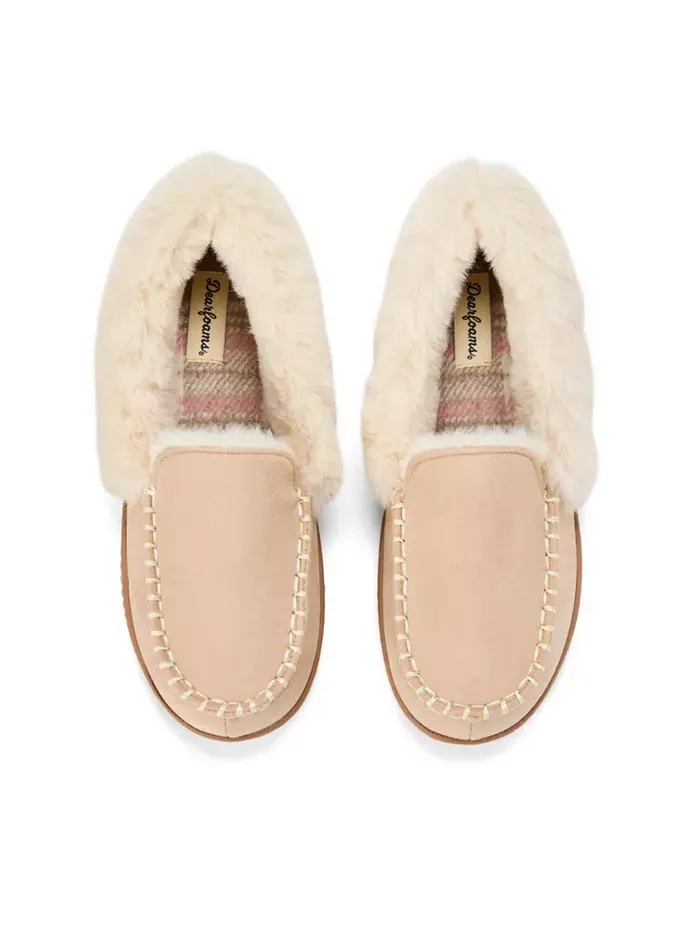 Женские мокасины-тапочки Ryland Cabin Dearfoams — изображение 4 из 5, бежевый/бежевый