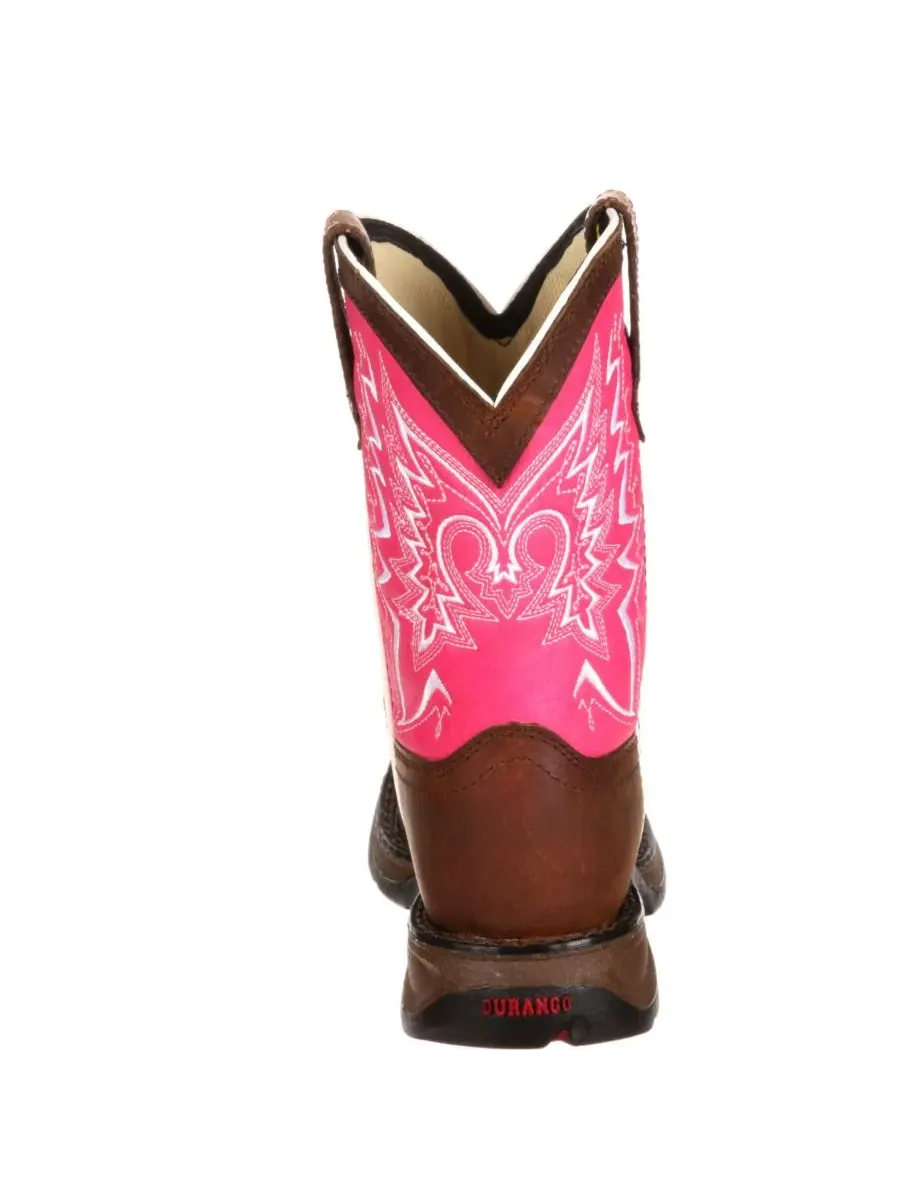 Kids LIL' Let Love Fly Western Boot Durango — изображение 4 из 7, коричневый розовый