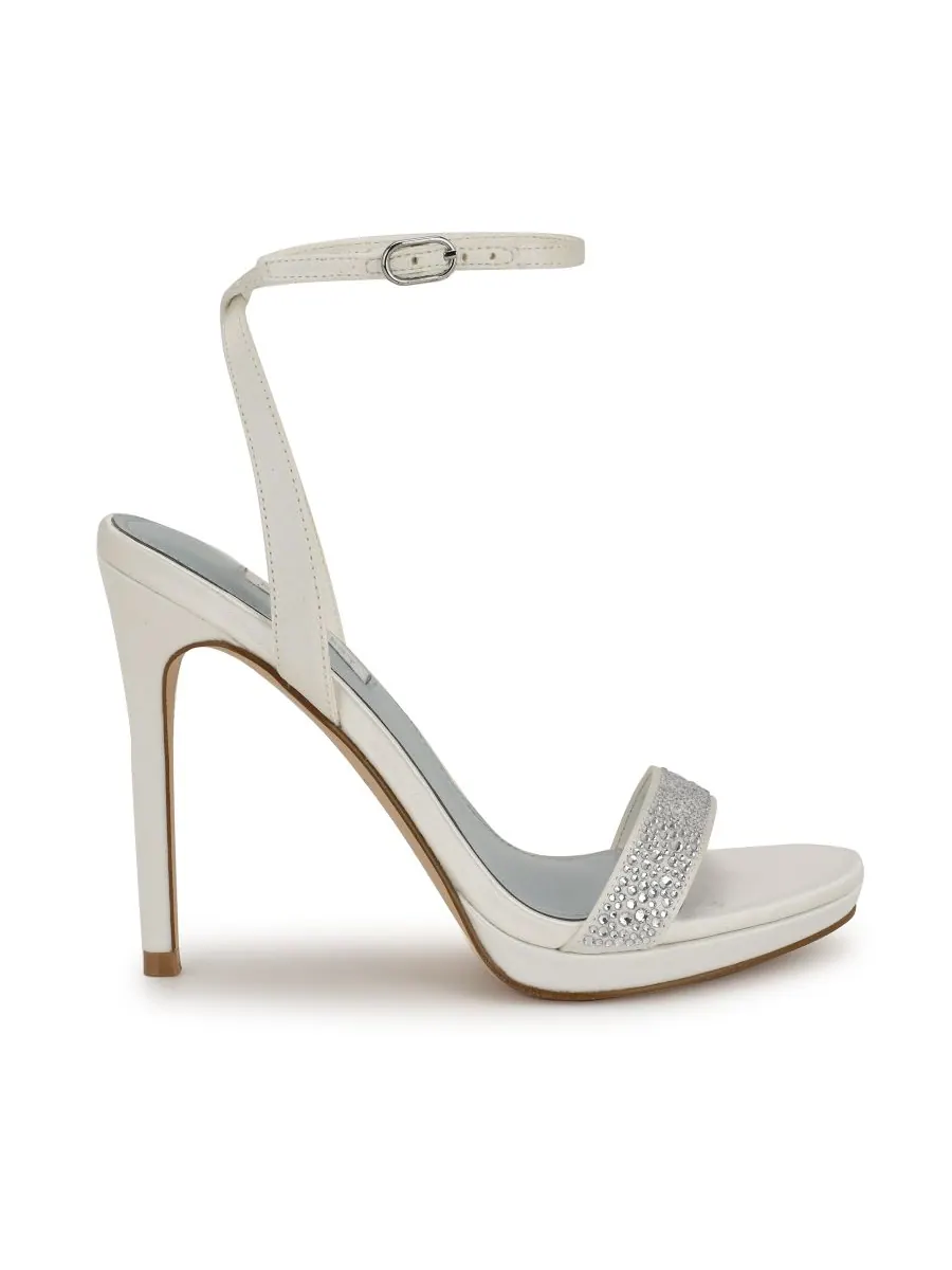 Женские свадебные атласные босоножки на высоком каблуке Loola Bridal Nine West — изображение 2 из 4, белый
