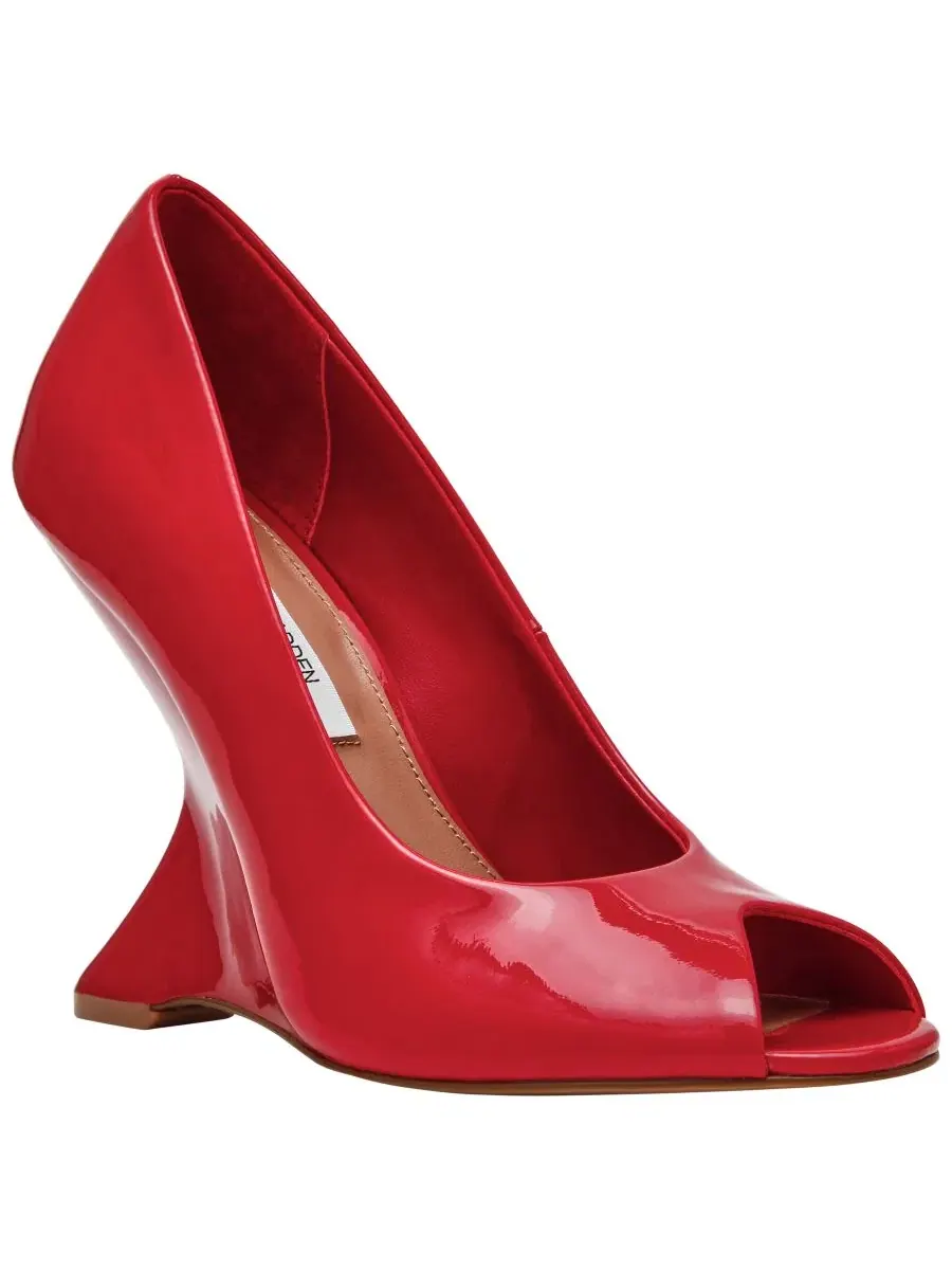 Туфли-лодочки Steve Madden Palmetto High Peep Sculpted Wedge — изображение 1 из 6, красный