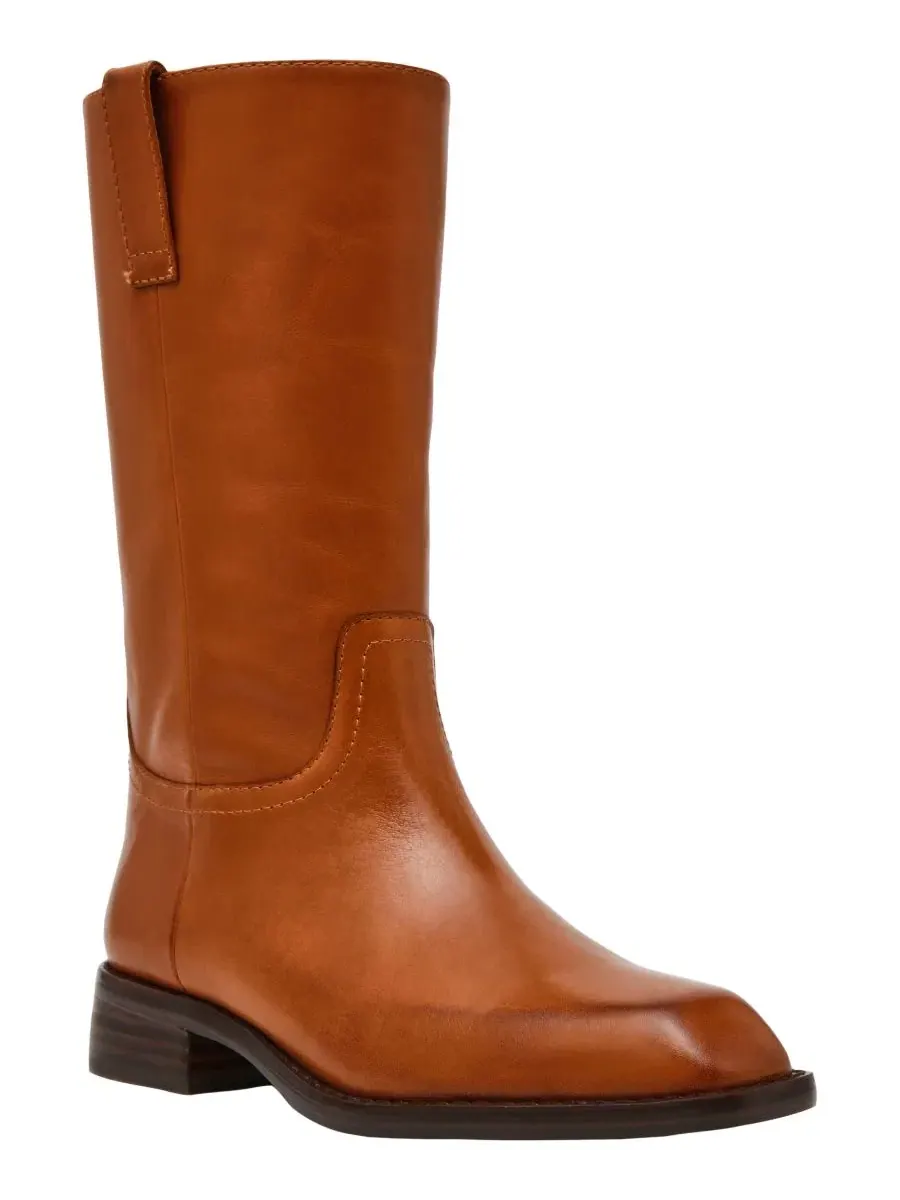 Ботинки женские с квадратным носком, модель Primo Mid-Shaft Engineer Steve Madden, Toffee Shiny — изображение 1 из 7