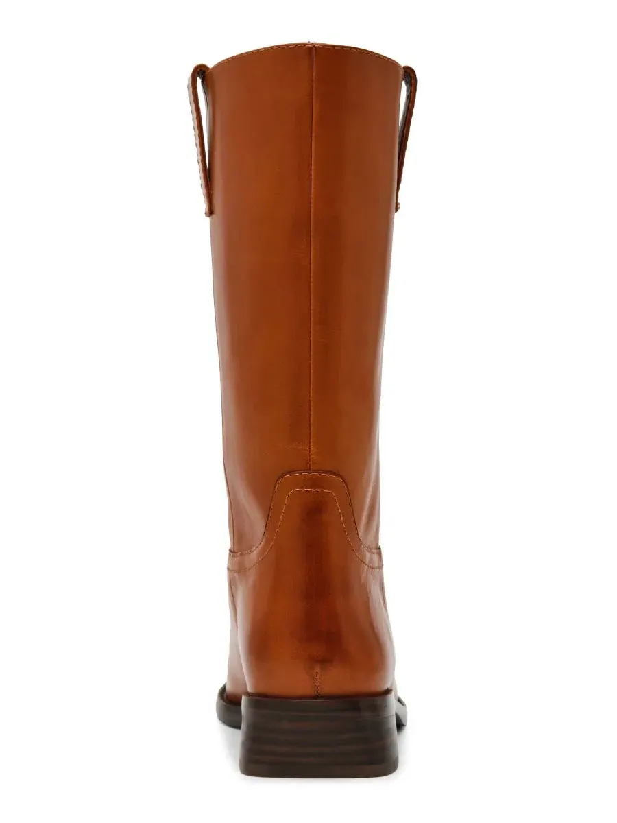 Ботинки женские с квадратным носком, модель Primo Mid-Shaft Engineer Steve Madden, Toffee Shiny — изображение 3 из 7