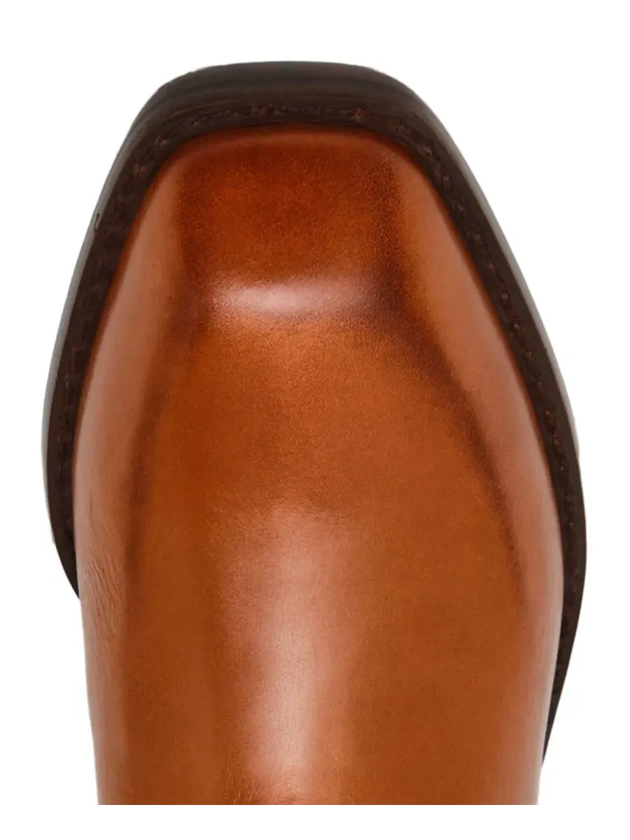 Ботинки женские с квадратным носком, модель Primo Mid-Shaft Engineer Steve Madden, Toffee Shiny — изображение 4 из 7