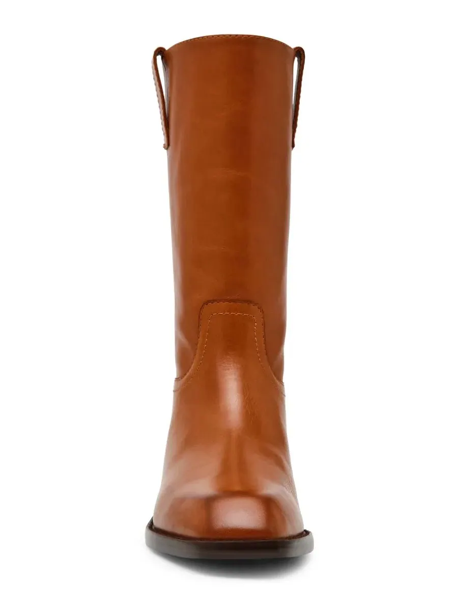 Ботинки женские с квадратным носком, модель Primo Mid-Shaft Engineer Steve Madden, Toffee Shiny — изображение 6 из 7