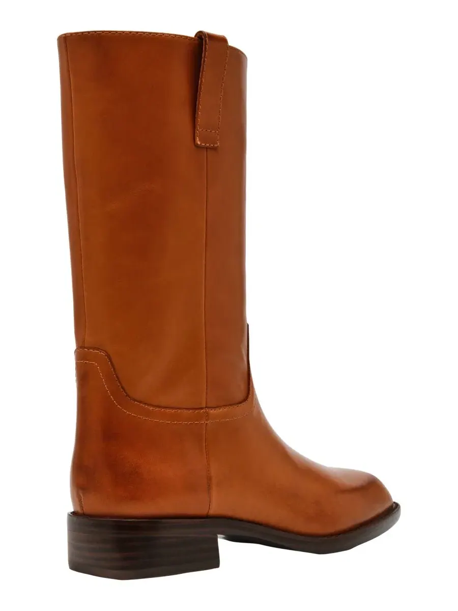 Ботинки женские с квадратным носком, модель Primo Mid-Shaft Engineer Steve Madden, Toffee Shiny — изображение 7 из 7