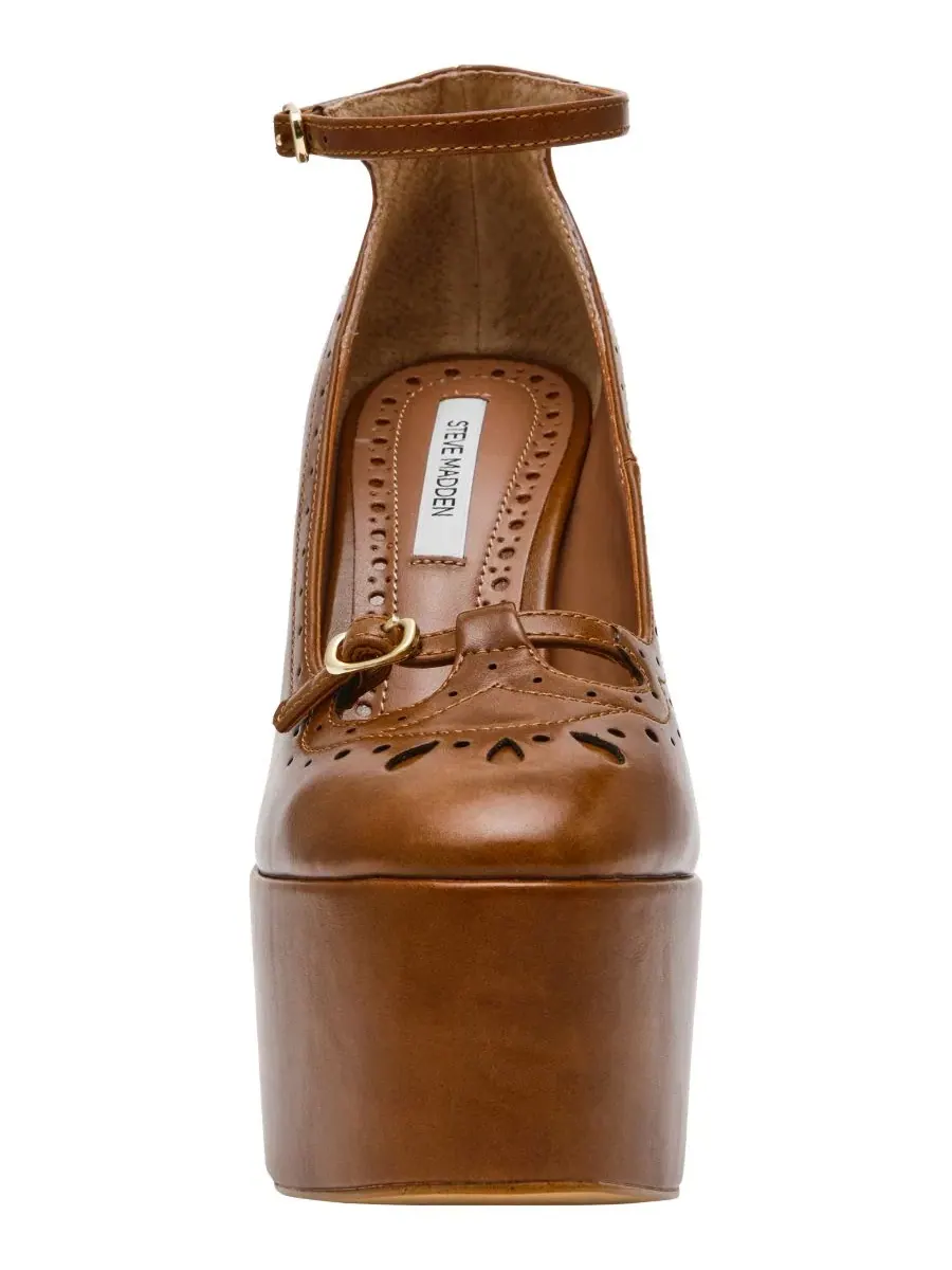 Туфли-лодочки Saxon High Platform Brogue на устойчивом каблуке Steve Madden — изображение 6 из 7, темный бежевый