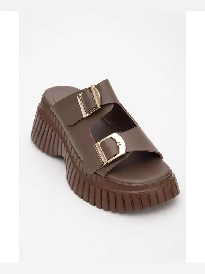 Женские сандалии Joanes Leather на платформе с двумя ремешками Forever & Always Shoes — изображение 1 из 5, коричневый