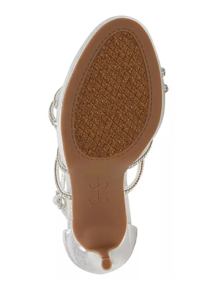 Женские босоножки Jaeya Strappy Rhinestone High Heel на каблуке Jessica Simpson — изображение 4 из 4, серебристый