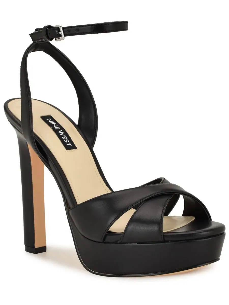 Женские сандалии на высокой шпильке и платформе Wilda Criss-Cross Nine West — изображение 1 из 5, черный