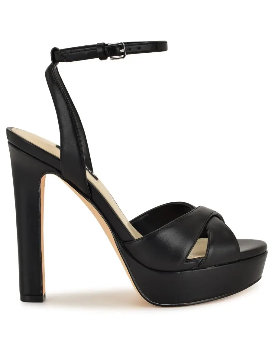 Женские сандалии на высокой шпильке и платформе Wilda Criss-Cross Nine West — изображение 2 из 5, черный