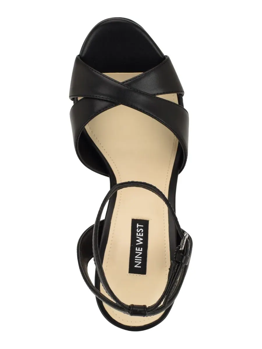 Женские сандалии на высокой шпильке и платформе Wilda Criss-Cross Nine West — изображение 4 из 5, черный