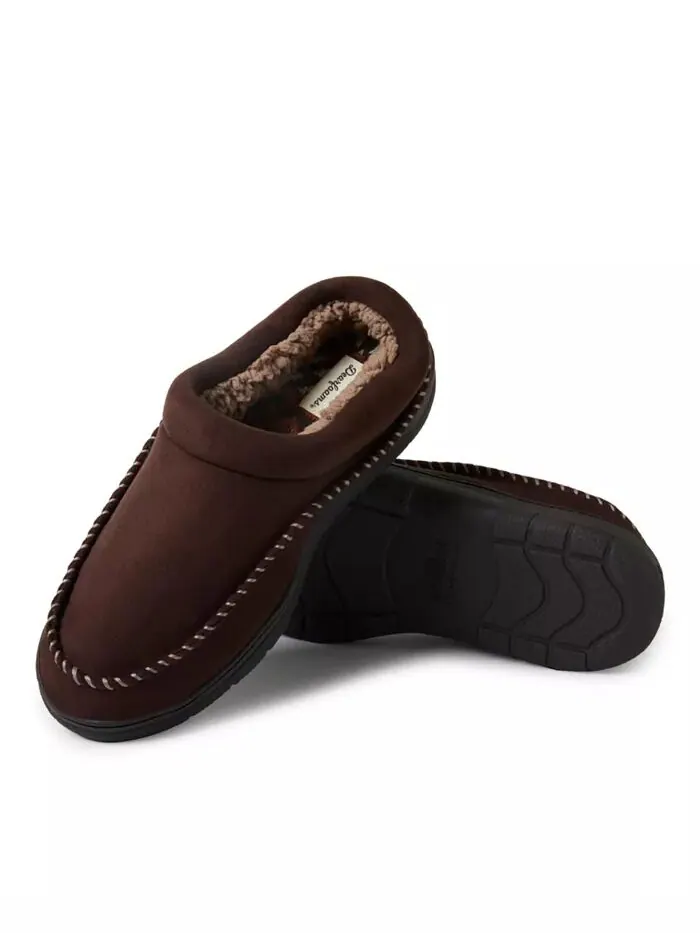 Мужские мокасины Thompson Toe Clog House Shoe Slipper Dearfoams — изображение 2 из 5, коричневый