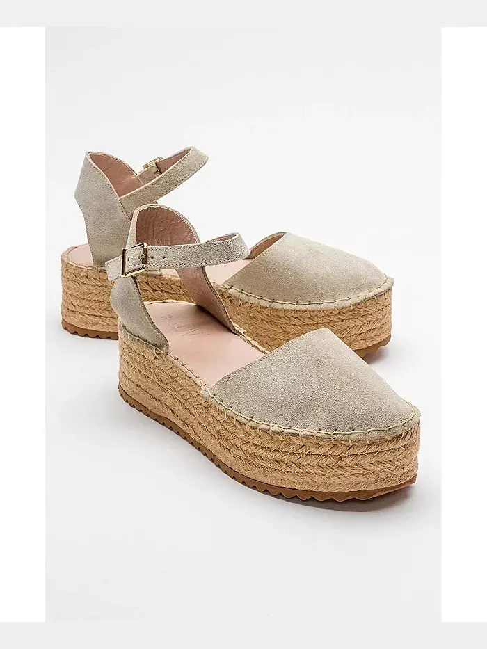 Кожаные сандалии-эспадрильи Viba Esprarille на платформе с клином Forever & Always Shoes — изображение 1 из 5, бежевый