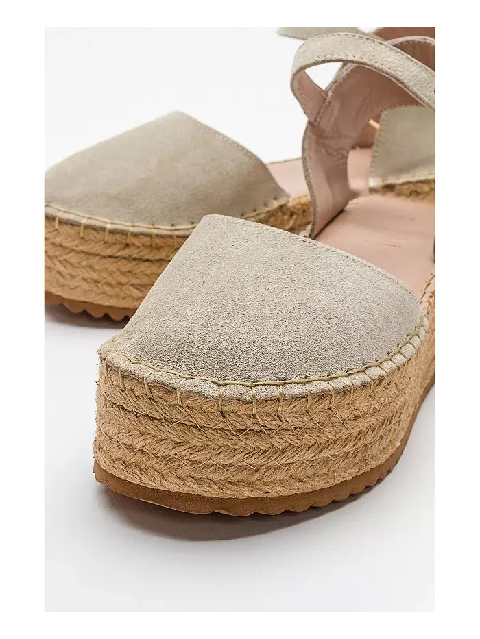 Кожаные сандалии-эспадрильи Viba Esprarille на платформе с клином Forever & Always Shoes — изображение 3 из 5, бежевый