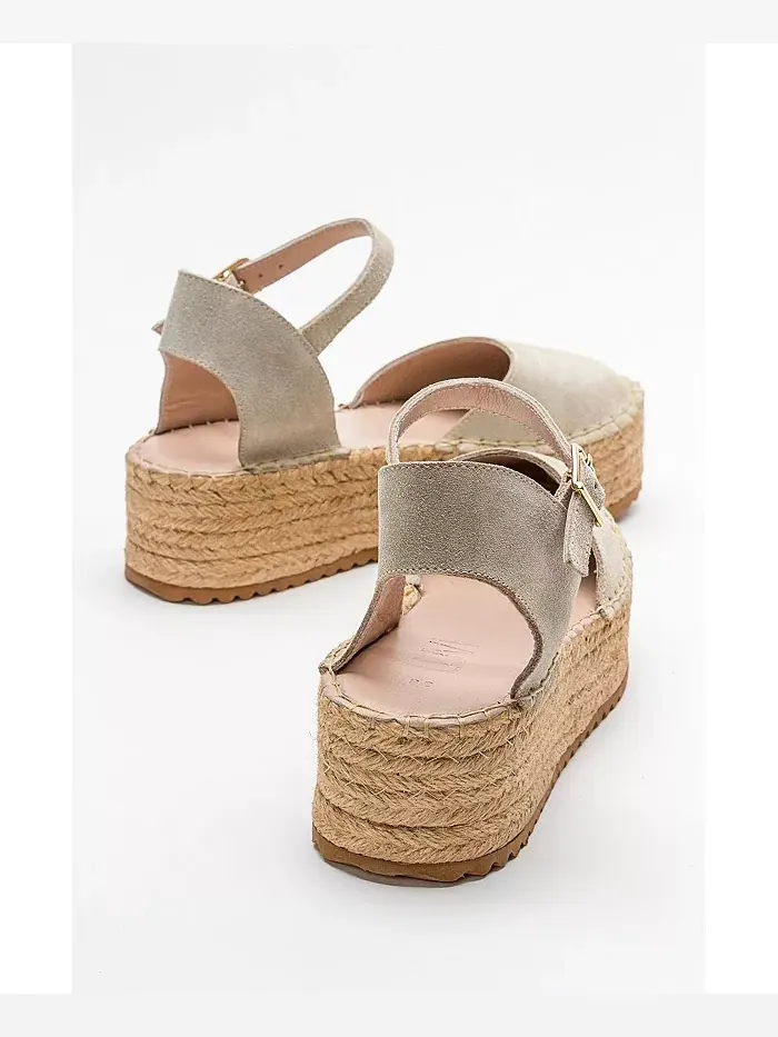 Кожаные сандалии-эспадрильи Viba Esprarille на платформе с клином Forever & Always Shoes — изображение 4 из 5, бежевый