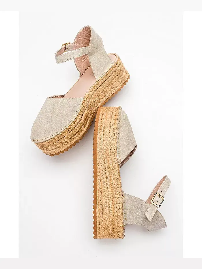 Кожаные сандалии-эспадрильи Viba Esprarille на платформе с клином Forever & Always Shoes — изображение 5 из 5, бежевый