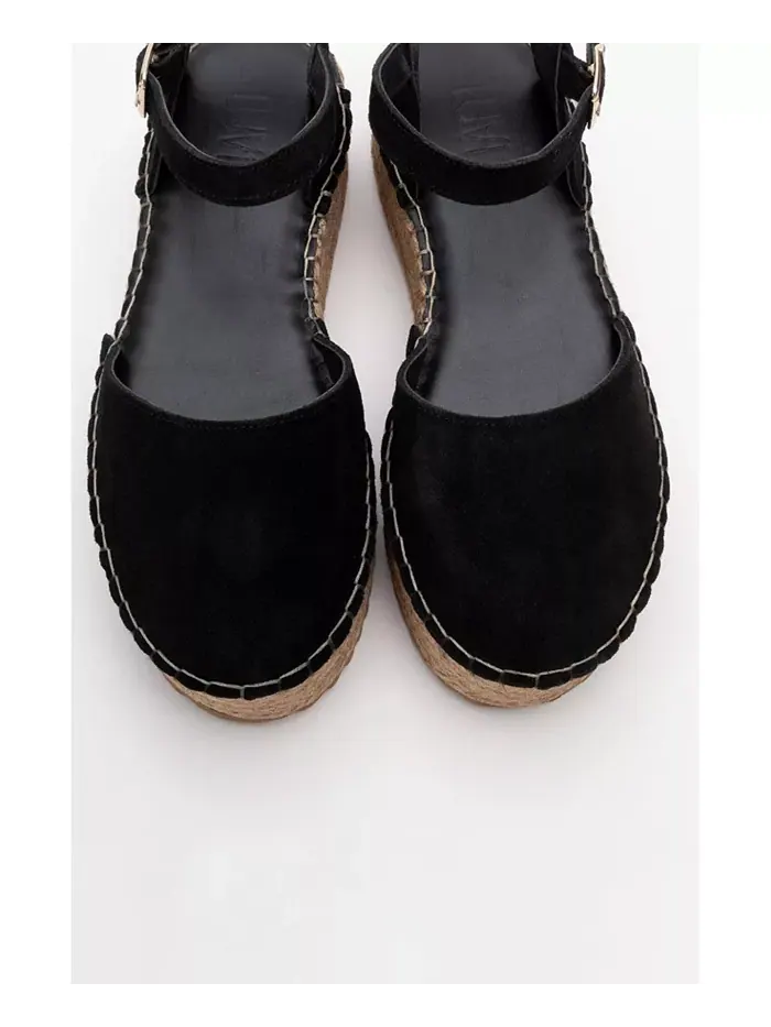 Кожаные сандалии-эспадрильи Viba Esprarille на платформе с клином Forever & Always Shoes — изображение 2 из 4, черный