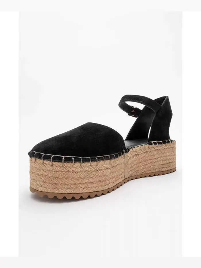 Кожаные сандалии-эспадрильи Viba Esprarille на платформе с клином Forever & Always Shoes — изображение 4 из 4, черный