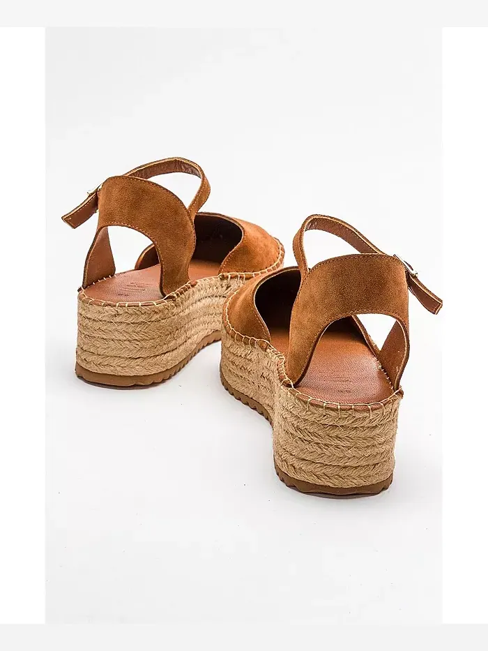 Кожаные сандалии-эспадрильи Viba Esprarille на платформе с клином Forever & Always Shoes — изображение 2 из 5, коньячный