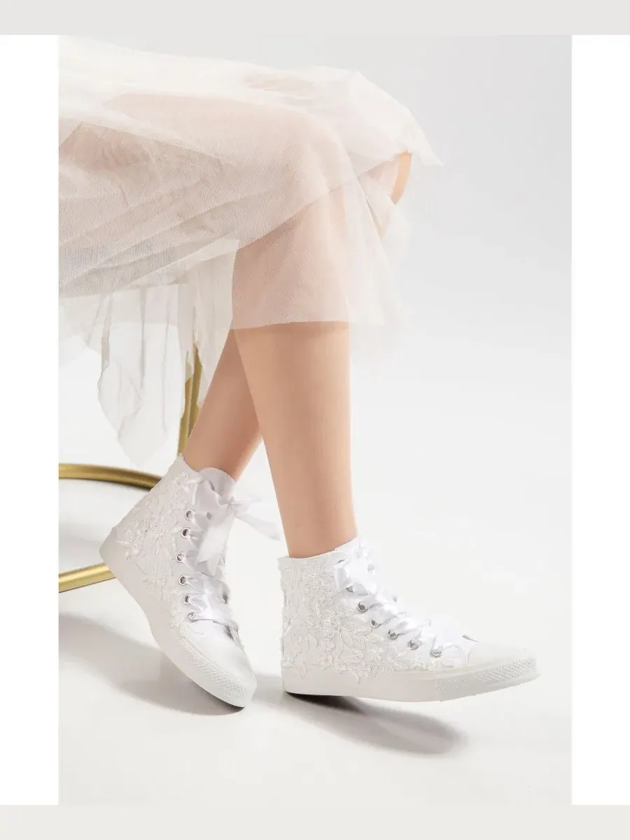 Женские кружевные свадебные кроссовки Isolde Forever & Always Shoes — изображение 3 из 4, белый