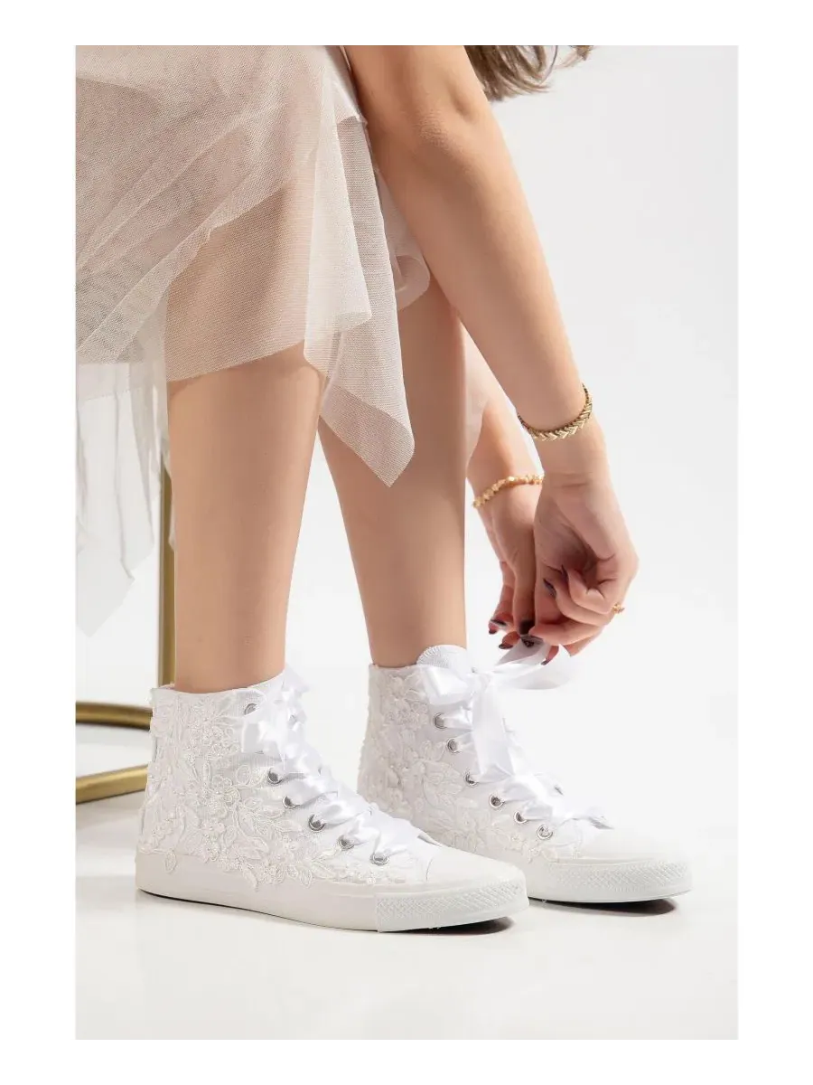Женские кружевные свадебные кроссовки Isolde Forever & Always Shoes — изображение 4 из 4, белый