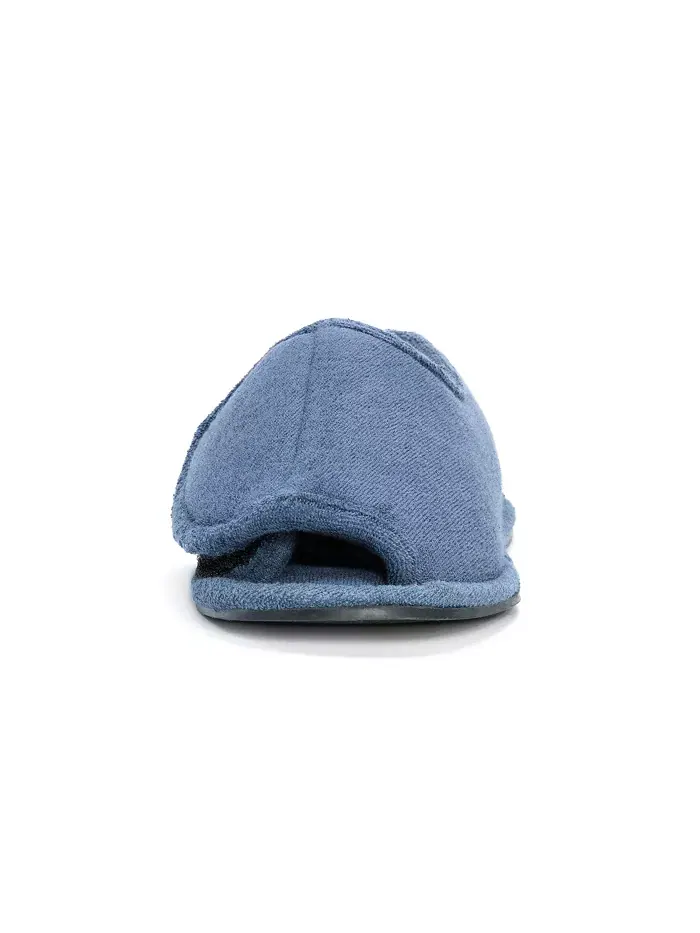 Мужские махровые шлепанцы с открытым носком на липучке MUK LUKS — изображение 2 из 5, темно-синий