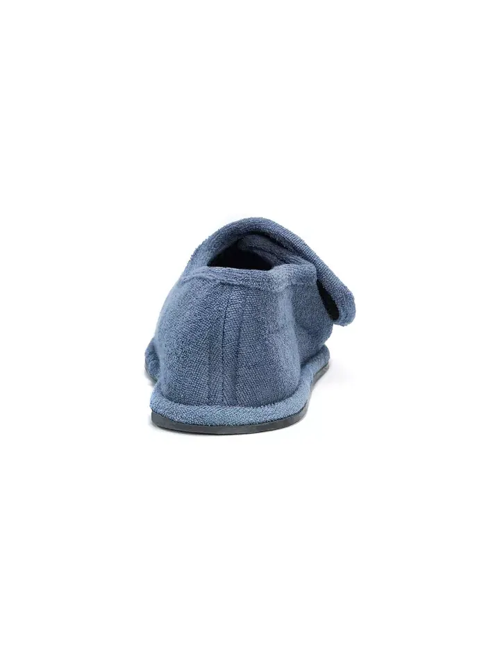 Мужские махровые шлепанцы с открытым носком на липучке MUK LUKS — изображение 5 из 5, темно-синий