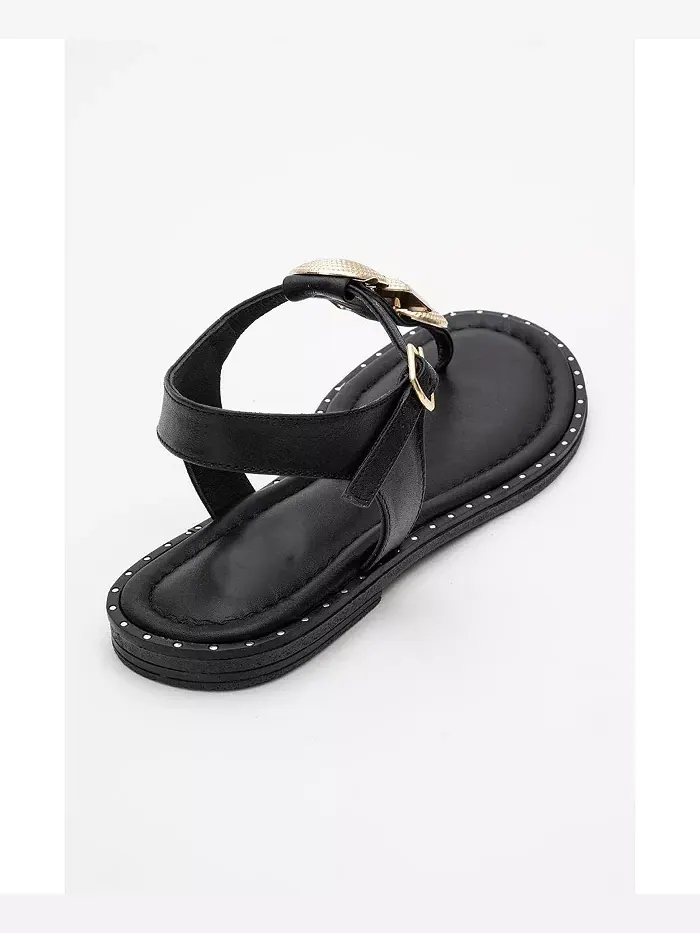 Женские кожаные плоские сандалии Giulia Forever & Always Shoes — изображение 4 из 4, черный