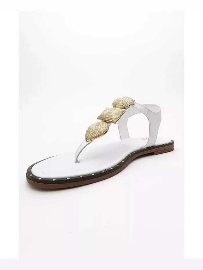 Женские кожаные плоские сандалии Giulia Forever & Always Shoes — изображение 4 из 4, белый