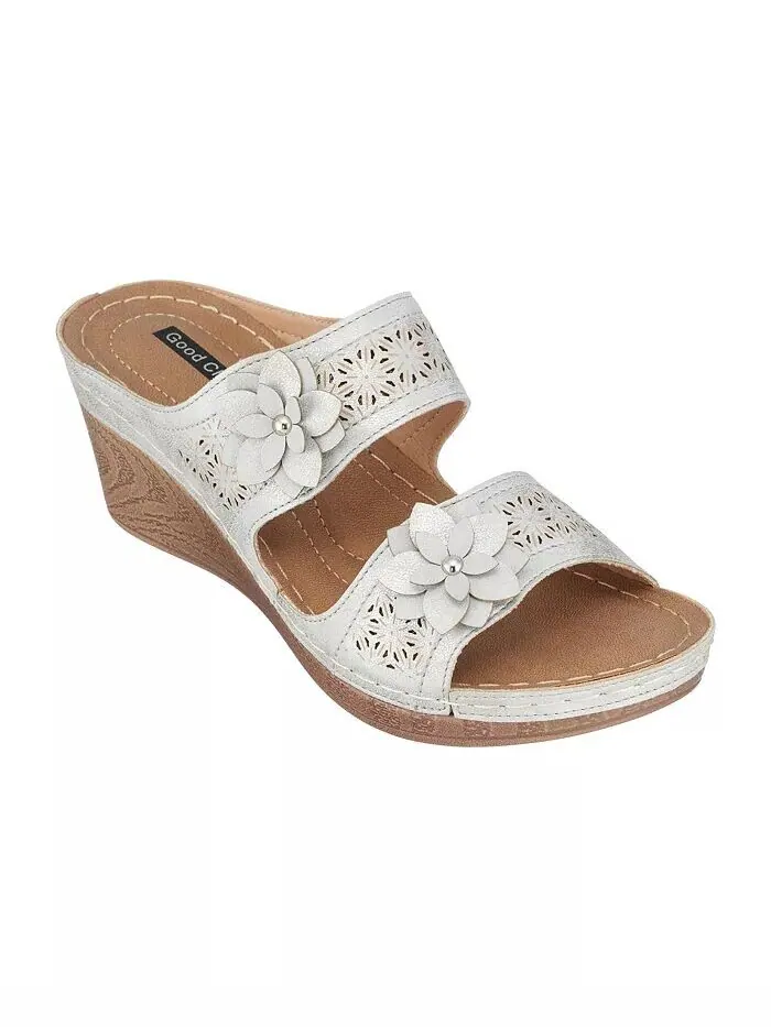 Женские шлепанцы на танкетке Cie GC Shoes — изображение 1 из 5, серебристый