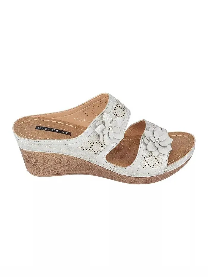 Женские шлепанцы на танкетке Cie GC Shoes — изображение 2 из 5, серебристый