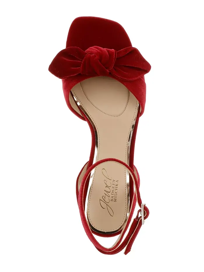 Женские сандалии Emeli Bow с квадратным носком Jewel Badgley Mischka — изображение 4 из 6, красный