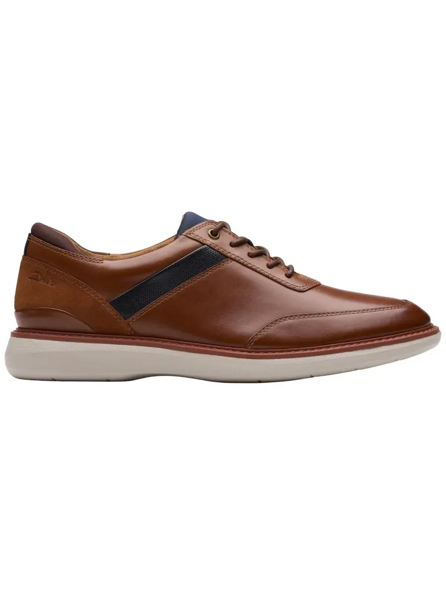 Туфли мужские на шнуровке Clarks Brantin, кожаные — изображение 2 из 12, коричневый