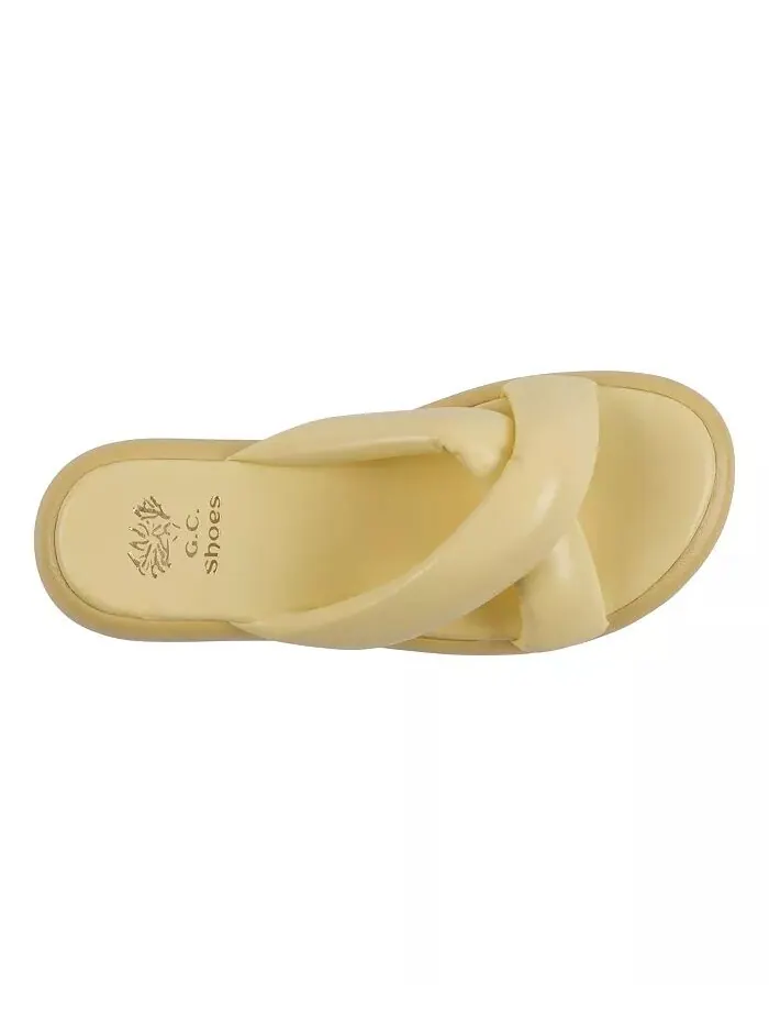 Женские сандалии Nalani Crisscross Slide Flat GC Shoes — изображение 4 из 5, желтый