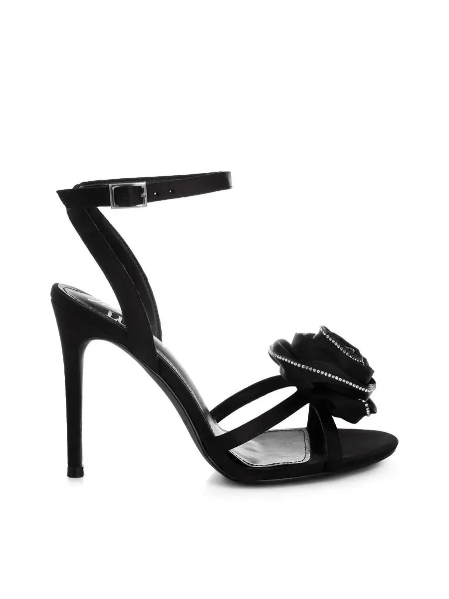 Босоножки на каблуке с цветочным декором и стразами Candela Floral Rhinestone Accent Heel Sandals — изображение 2 из 6