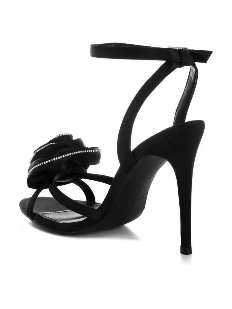Босоножки на каблуке с цветочным декором и стразами Candela Floral Rhinestone Accent Heel Sandals — изображение 3 из 6