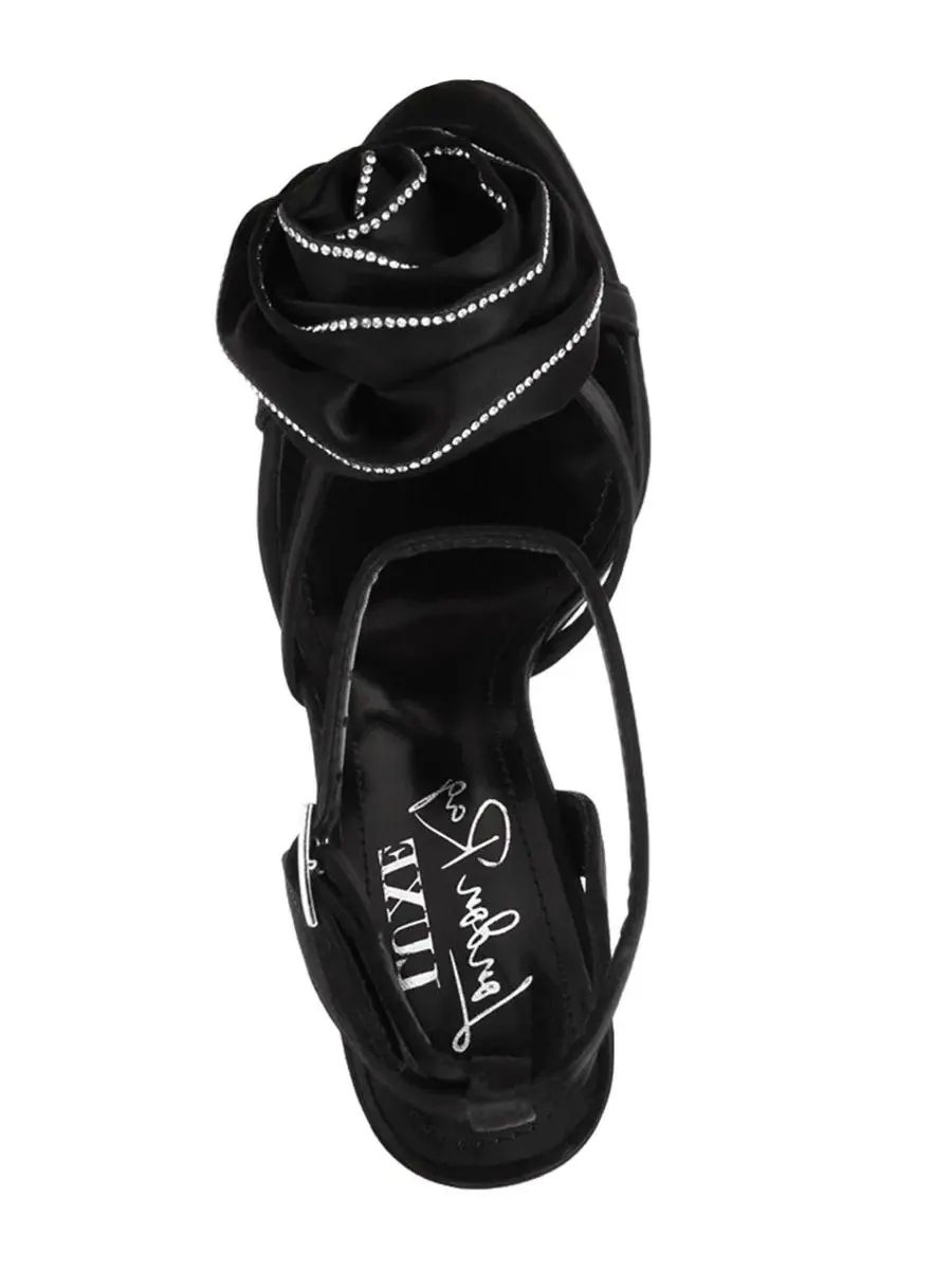 Босоножки на каблуке с цветочным декором и стразами Candela Floral Rhinestone Accent Heel Sandals — изображение 5 из 6