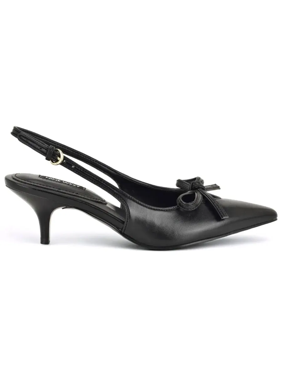 Туфли-лодочки с бантом на каблуке-рюмочке Nine West — изображение 2 из 5, черный