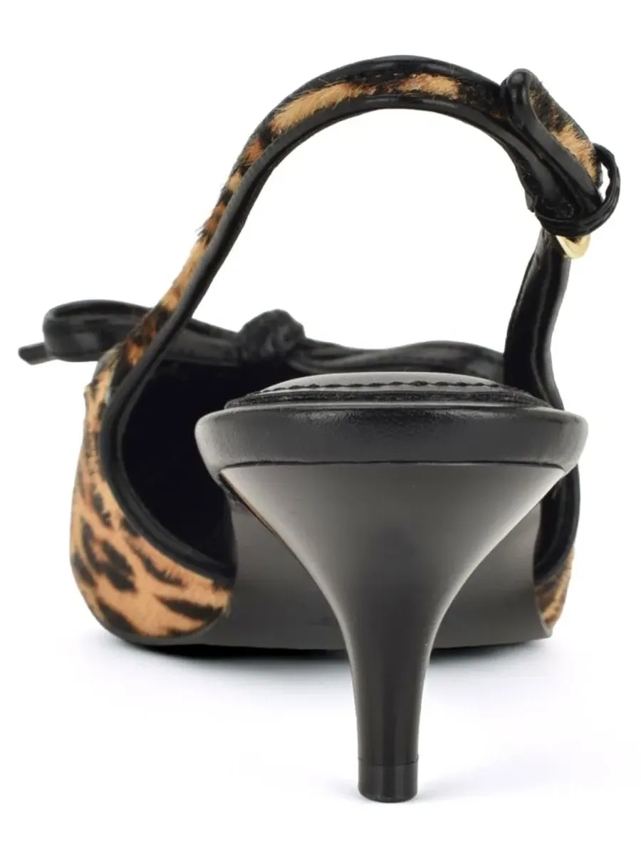 Туфли-лодочки Lyrical с бантом на каблуке-рюмочке Nine West, Leopard Calf Hair — изображение 3 из 5