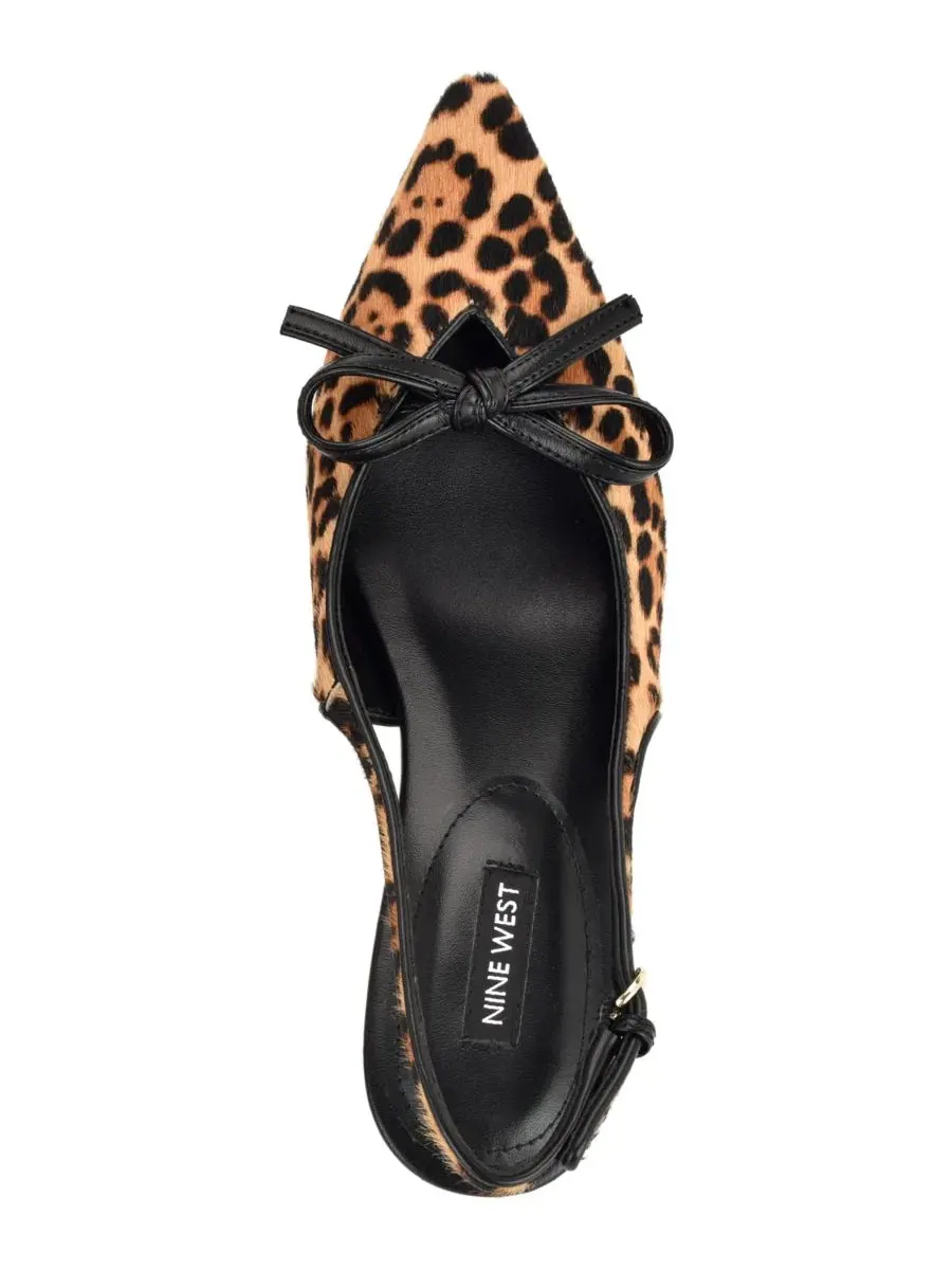 Туфли-лодочки Lyrical с бантом на каблуке-рюмочке Nine West, Leopard Calf Hair — изображение 4 из 5