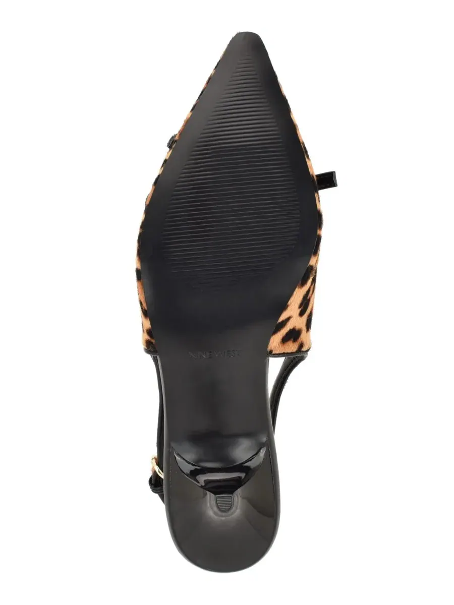 Туфли-лодочки Lyrical с бантом на каблуке-рюмочке Nine West, Leopard Calf Hair — изображение 5 из 5