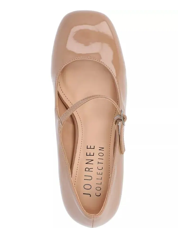 Женские туфли Okenna Mary Jane на блочном каблуке Journee Collection — изображение 4 из 6, нудовый