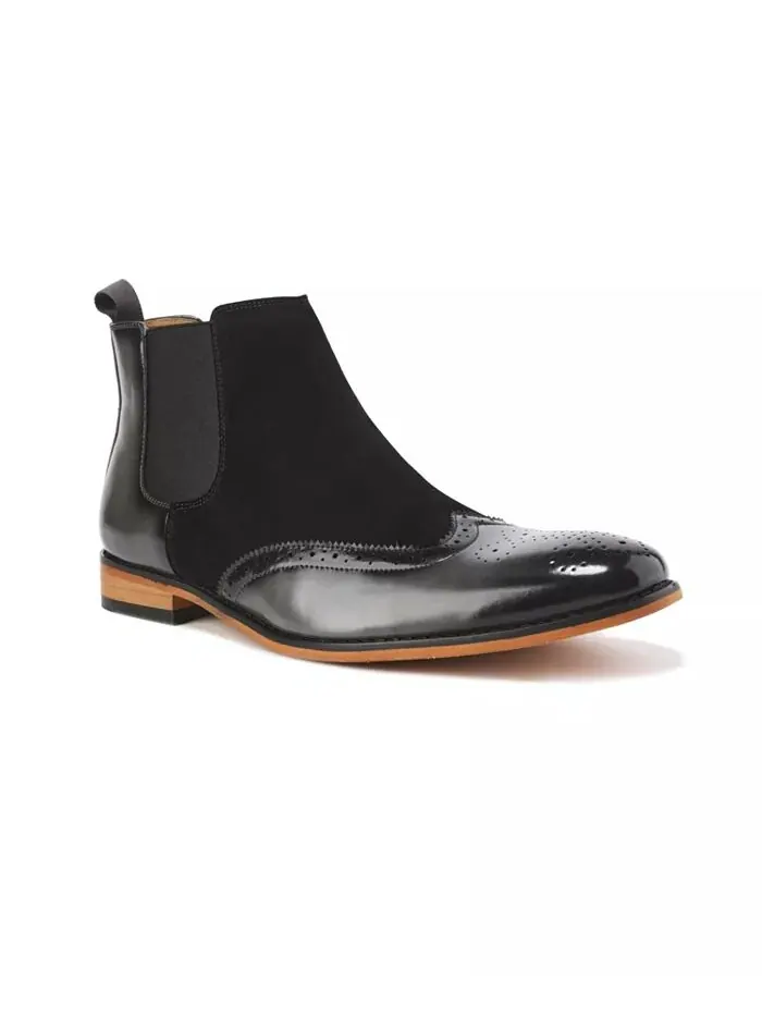 Мужские двухцветные ботинки Chelsea Wingtip Brogue Gino Vitale — изображение 3 из 3, серый/черный