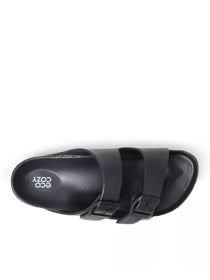 Женские сандалии EcoCozy с двойной пряжкой из экологически чистого материала Dearfoams — изображение 3 из 5, черный