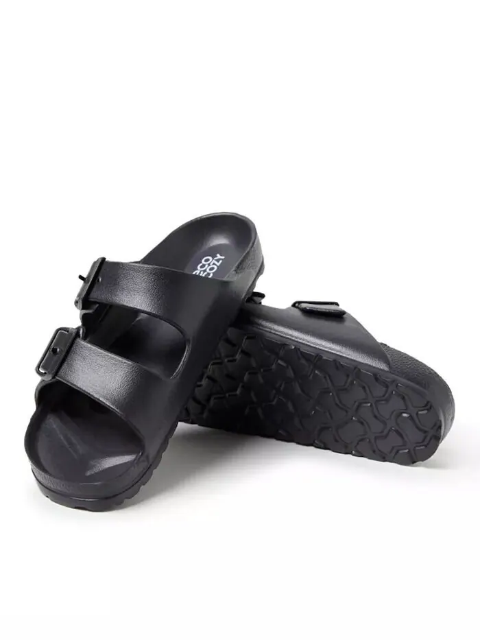 Женские сандалии EcoCozy с двойной пряжкой из экологически чистого материала Dearfoams — изображение 4 из 5, черный
